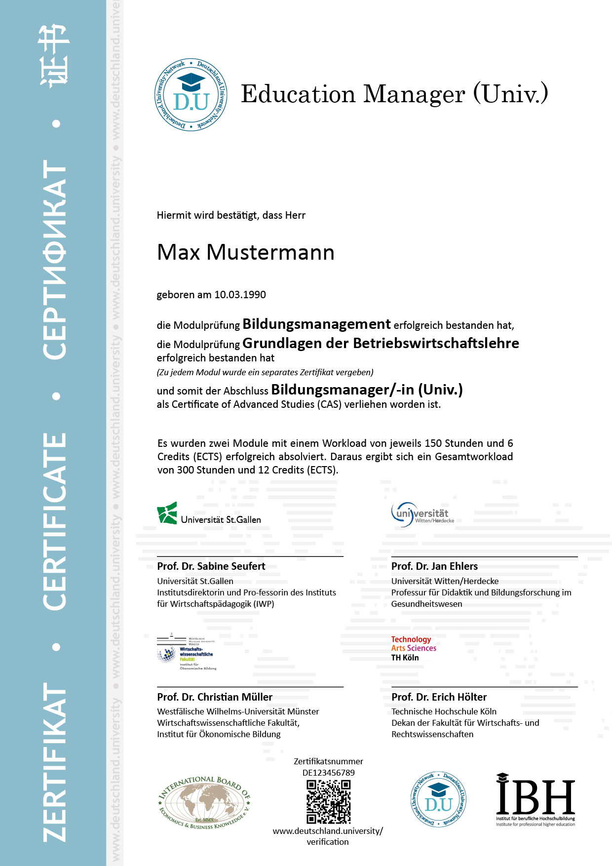 Musterzertifikat Bildungsmanager/-in (Univ.)